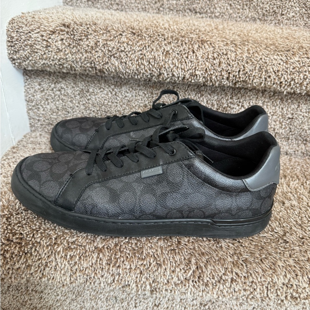 Coach CG999 Men's Black Patterned Monogram Leather Sneakers - Picture 2 of 16
